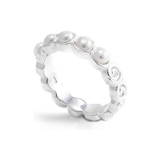 Silverly anello da donna in argento. 925 a fascia più perle d'acqua dolce impilabile
