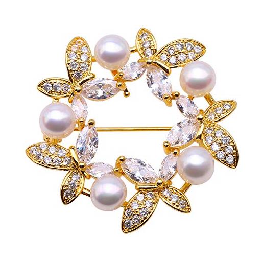 JYX Pearl jyx unico gioielli 6.5 mm tipo piatto bianco perla d' acqua dolce spilla, ciondolo a doppio uso per matrimonio