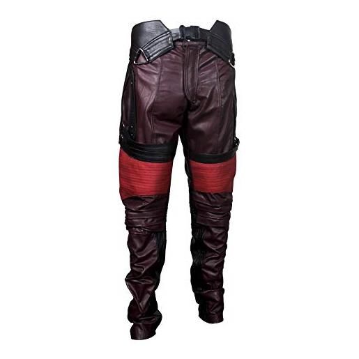 Fashion_First guardiani della galassia 2 star lord chris pratt peter maroon giacche in pelle e pantaloni da motociclista da uomo, star lord - pantaloni in cotone, xl