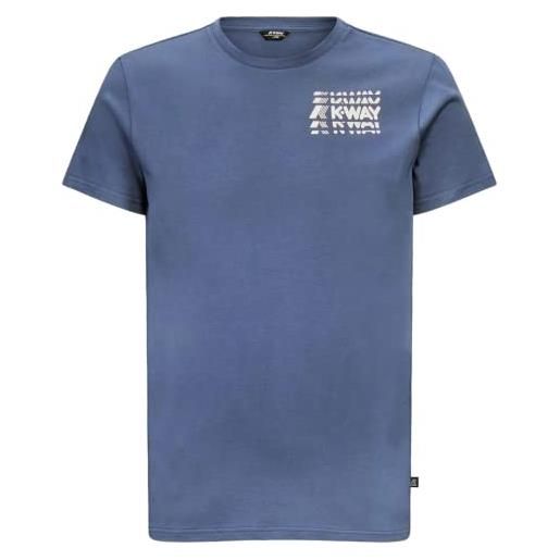 K-Way t-shirt odom multiple lettering uomo a maniche corte, logo posto sul petto, colore blu scuro modello: k4127zw k89 blu blue depht