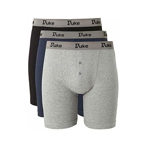 Duke london - driver - taglie forti - boxer in cotone - 3 paia (4xl) (nero/grigio/blu)