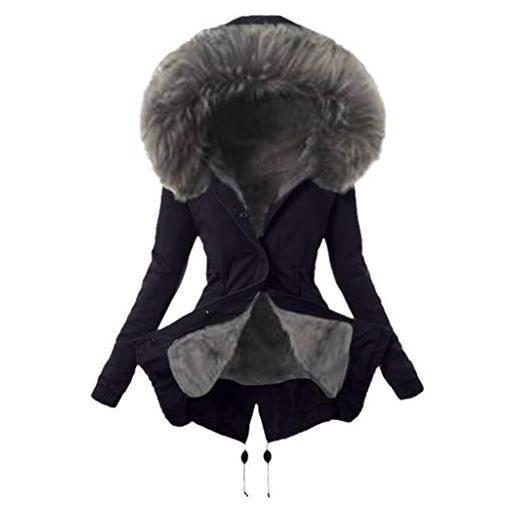 Lulupi parka donna invernale con pelliccia ecologica cappotto con cappuccio donna taglie forti spesso uno abito tre giacca calda impermeabile giubbotto con tasca frontale trapuntato