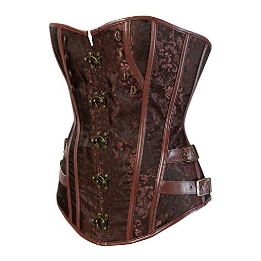 Hengzhifeng corsetto donna halloween bustino corpetto carnevale (eur 32-34, marrone)