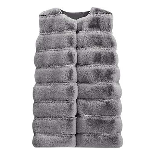 Lulupi donna gilet di pelliccia invernale cappotto senza maniche smanicato giacca con tasche caldo gilet di peluche giubbotto