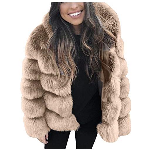 Lulupi giacca donna, autunno inverno cappotti di visone da donna cappotti invernali di nuova giacca in pelliccia sintetica con cappuccio