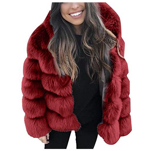 Lulupi giacca donna, autunno inverno cappotti di visone da donna cappotti invernali di nuova giacca in pelliccia sintetica con cappuccio