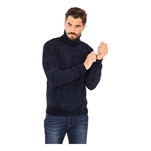 Ciabalù dolcevita uomo invernale maglione slim fit a costine collo alto lupetto maglioncino pullover manica lunga (as6, alpha, xx_l, regular, regular, blu, xxl)