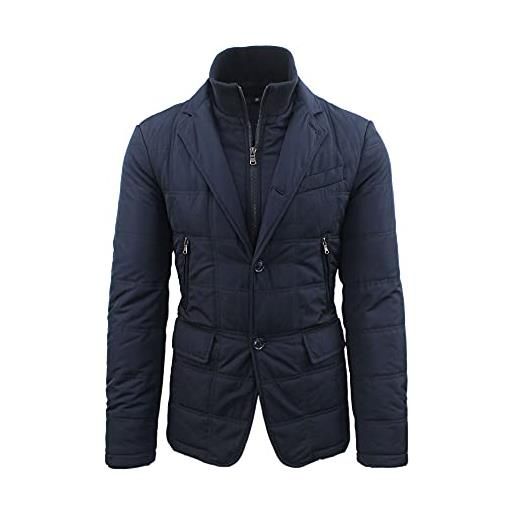Ciabalù giubbotto uomo invernale blu nero giacca trapuntata elegante giaccone slim fit (blu, 50)