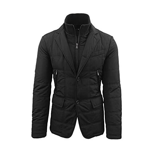 Ciabalù giubbotto uomo invernale blu nero giacca trapuntata elegante giaccone slim fit (nero, 46)