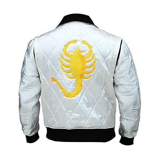 Fashion_First giacca da uomo movie drive scorpion - ryan gosling trapuntato in raso bianco, bianco, xxl