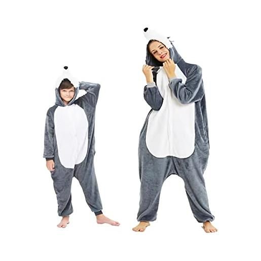 DEBAIJIA pigiama animali bambini unisex party sleepwear per ragazzo ragazza flanella loungewear costume tuta caldo casual（pinguino-nero-m）