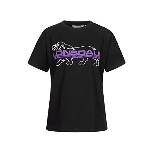 Lonsdale cullaloe t-shirt, black/purple/white, xl women's