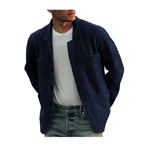 AOKODA giacca casual moda uomo giacca unicolor uomo casual primavera autunno boutique giacca transizione uomo trend giacca da uomo moderna d-navy xl