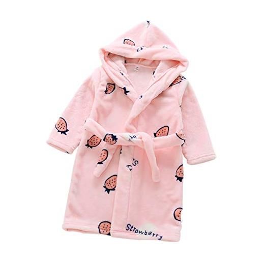 DEBAIJIA bambino accappatoio 0-14t bambini pigiama bebè vestaglia neonati indumenti notte sleepwear unisex ragazzi ragazze flanella（rosa-90）