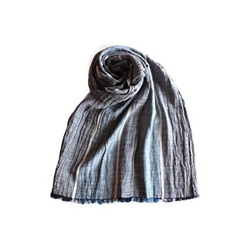 Next Way sciarpa foulard da uomo in cotone effetto stropicciato, fantasia a righe in vari colori cod 698 (5 - taupe scuro)