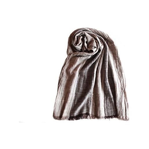 Next Way sciarpa foulard da uomo in cotone effetto stropicciato, fantasia a righe in vari colori cod 698 (3 - nero)