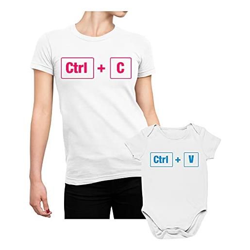 Colorfamily coppia t-shirt e body neonato festa della mamma maglietta mamma figlio ctrl + c ctrl + v - idea regalo mamma