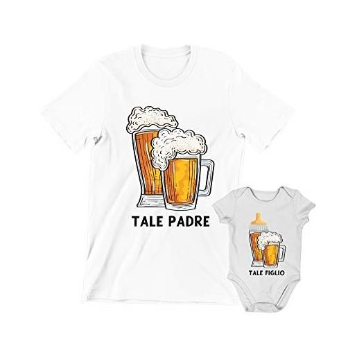 Incidiamo coppia t-shirt magliette body neonato padre figlio regalo festa del papà body papà neonato divertenti birra tale padre tale figlio manica corta