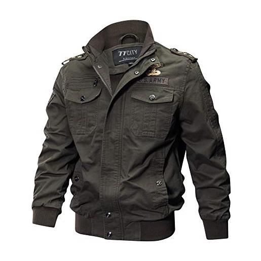 MISSMAO_FASHION2019 giacca militare da uomo cardigan cappotto con tasca anteriore aperto pullover maglione caldo sportiva camicia maglia autunno inverno verde 5xl