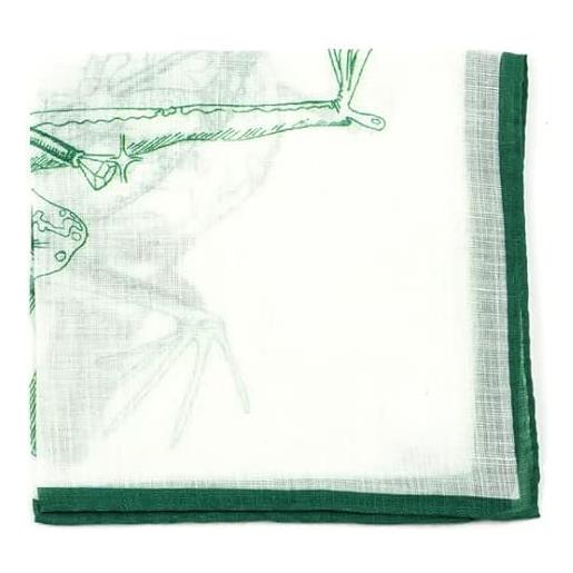 Illogico fazzoletto da taschino in lino e cotone con fantasia rana verde