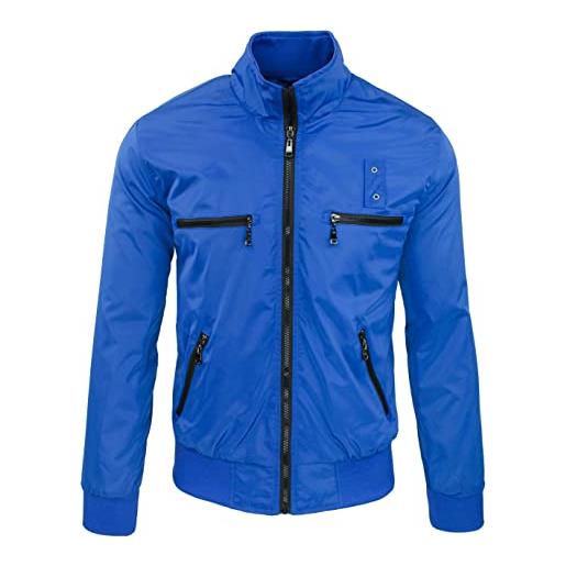 Evoga giubbotto giacca uomo blu chiaro slim fit impermeabile giubbino primavera estate (xxl, blu chiaro)