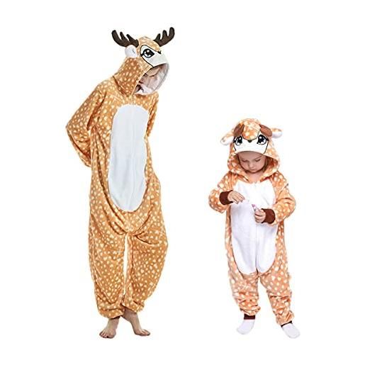 Barrageon adulto animali pigiama cosplay onesie con cappuccio flanella casual loungewear sleepwear costume tuta caldo unisex (cachi-s)