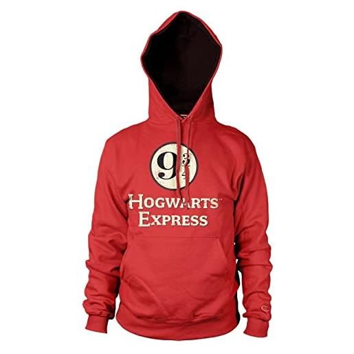 Harry potter licenza ufficiale hogwarts express platform 9-3/4 felpa con cappuccio (rosso), large