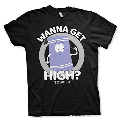 South Park licenza ufficiale towelie - wanna get high uomo maglietta (nero), l