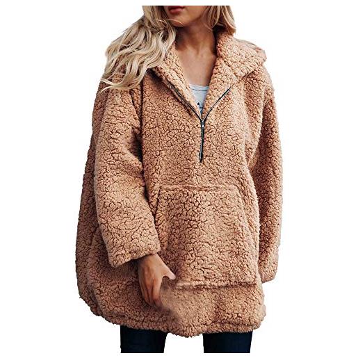 Lulupi cappotto da donna in pile giacca donna elegante invernale sciolto capispalla in caldo parka cappatti in lana maglione pullover