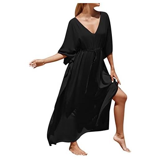 Generic costume da danza del ventre, 2023, da donna, in cotone, con coulisse, per le vacanze, bikini, a prova di sole, da spiaggia, nero , taglia unica