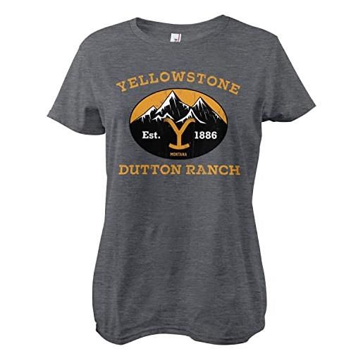 Yellowstone licenza ufficiale dutton ranch montana - est. 1883 donna maglietta (dark-heather), small