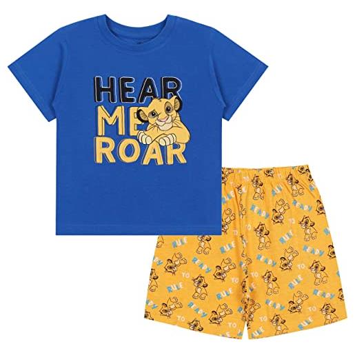 sarcia.eu pigiama a maniche corte blu e giallo per bambini simba, lion king disney 7 anni