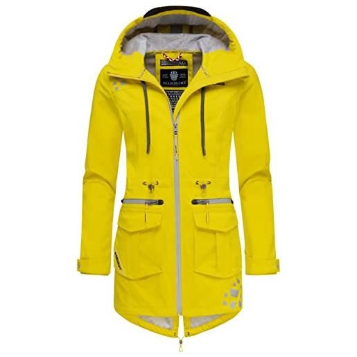 Marikoo giacca softshell impermeabile da donna, per le mezze stagioni, con cappuccio ulissaa, xs-3xl, giallo. , xs