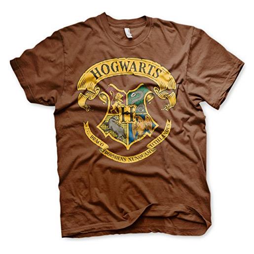 HARRY POTTER licenza ufficiale hogwarts crest uomo maglietta (marrone), x-large