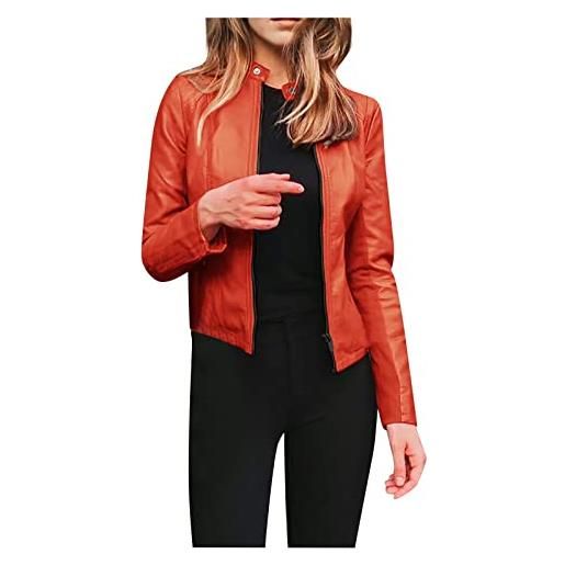 Generic moda donna manica lunga aperto davanti corto cardigan giacca cappotto top donna zip up felpa, arancione, s