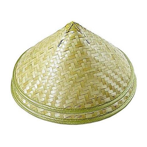 Zhou-long - set di 2 cappelli da pesca tradizionali cinesi per adulti, in bambù, orientali, per adulti, colore: beige