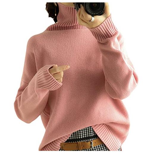 Youllyuu 100% cashmere maglione dolcevita delle donne addensato pullover maglione maglia maglione, polvere per la pelle. , s