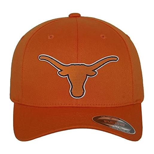 University of Texas licenza ufficiale texas longhorns logo flexfit baseball cap (arancia), large/x-large