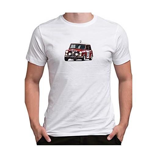 Time 4 Tee monte carlo rally mini t-shirt uomo cooper s 33 ejb 1275cc classic car show bianco m
