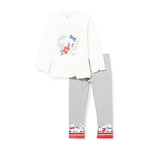 Chicco completo bambina t-shirt + leggings (458) bimba 0-24, bianco e grigio, 68