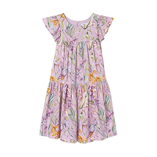 Mayoral 22-06960-056 - vestito lino stampato per bambine e ragazze 14 anni lilla