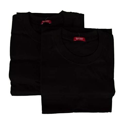 RAGNO SPORT confezione 2 t-shirt intime uomo camiciola cotone manica corta girocollo bipack 601415, 020b nero, xl