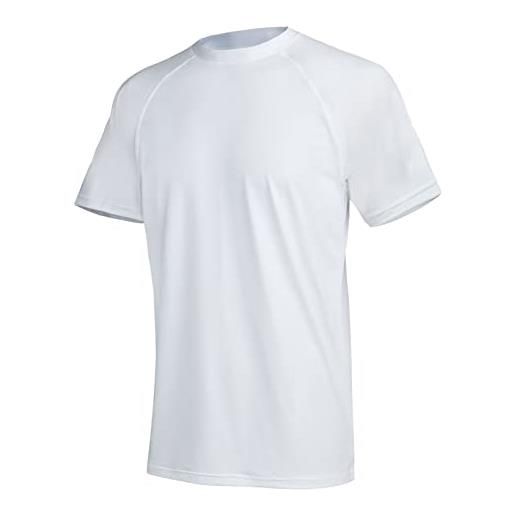 Icegrey t-shirt da uomo upf 50+ protezione solare da pesca a maniche corte uv per attività all'aria camicia da nuoto surf, bianco, l