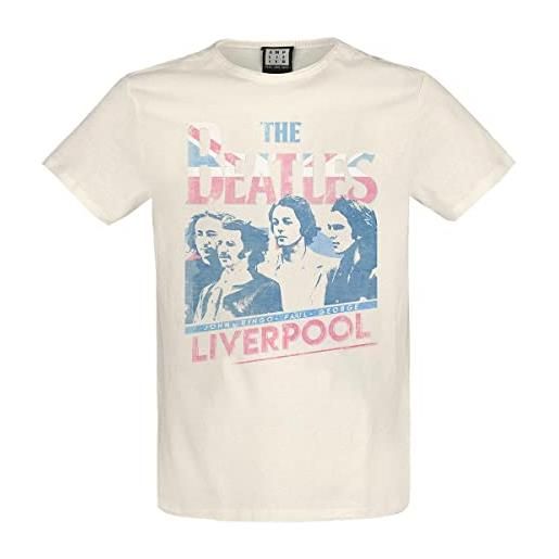 Amplified liverpool 2nd edition maglietta the beatles adulto unisex (m) (bianco vintage)