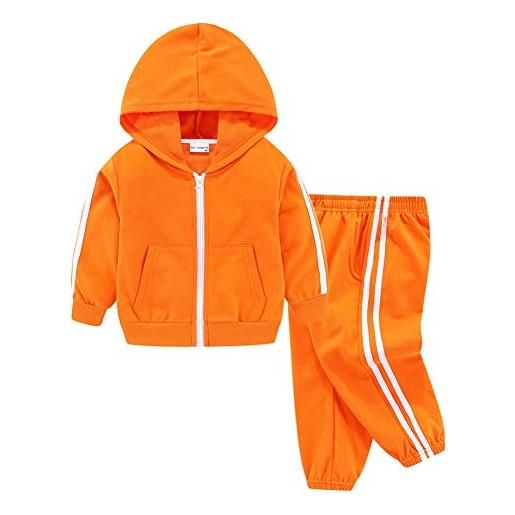 Mud Kingdom tuta da jogging per bambini, a maniche lunghe, senza obbligo, cappuccio arancione, 3 anni