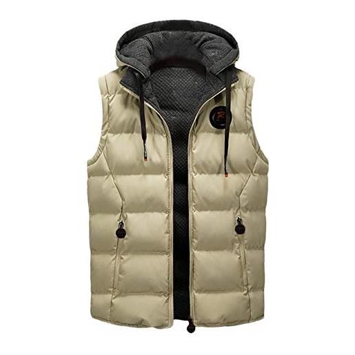 Kobilee gilet trapuntato da uomo con cappuccio cotone senza maniche gilet leggero caldo imbottita antivento piumino smanicato giacca invernale lavoro corto giubbotto smanicato giubbino