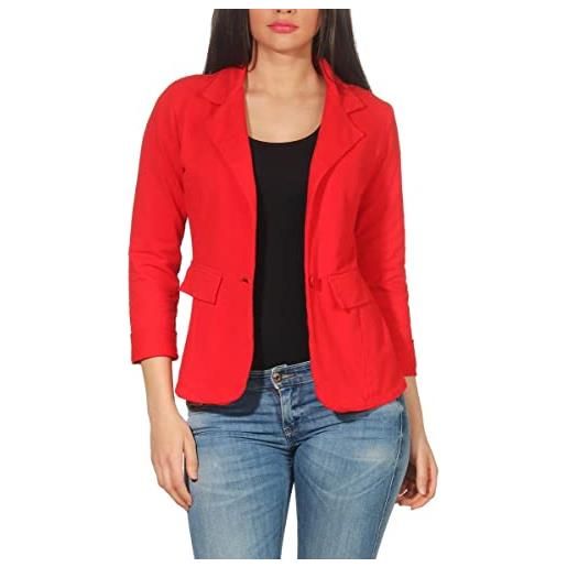 malito more than fashion malito donna classico blazer basic-look jersey giacca 1654 (rosso, l)