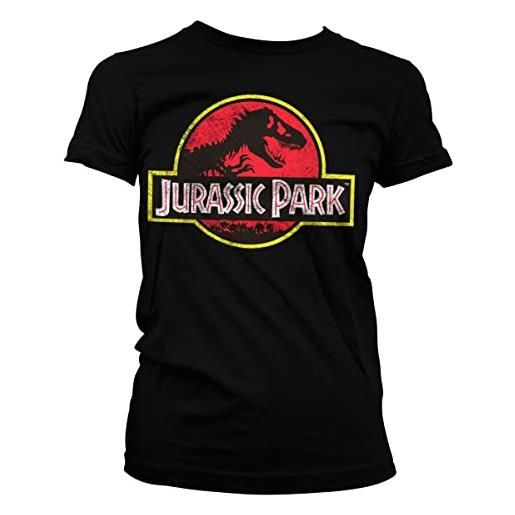 Jurassic Park licenza ufficiale distressed logo donna maglietta (nero), xx-large
