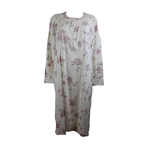 Linclalor camicia da notte donna in caldo cotone 92760 conformata fiori rosa tg: 64