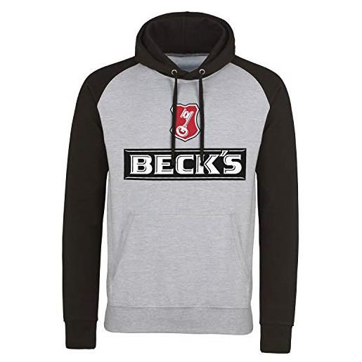 Beck's licenza ufficiale beer baseball felpa con cappuccio (heather grigio - nero), m
